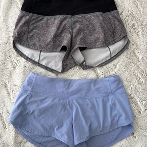 Lululemon Athletica Black, Gray, and Light Blue Shorts Duo